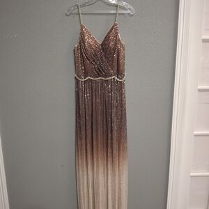 Cinderella Divine CB057 Cappiccino Sequin Gown Size 12